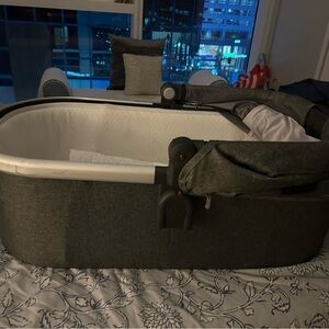 Chic Dark Gray Bassinet with White Interior